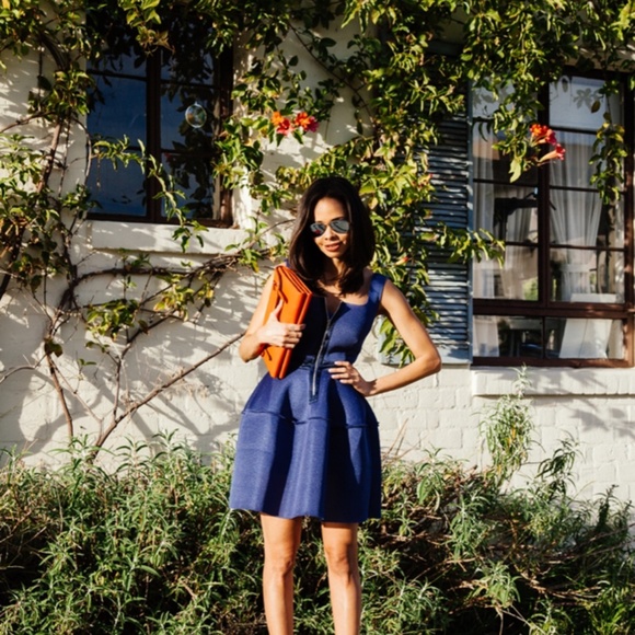 Maje blue fit and flare cocktail dress s - Picture 5 of 5